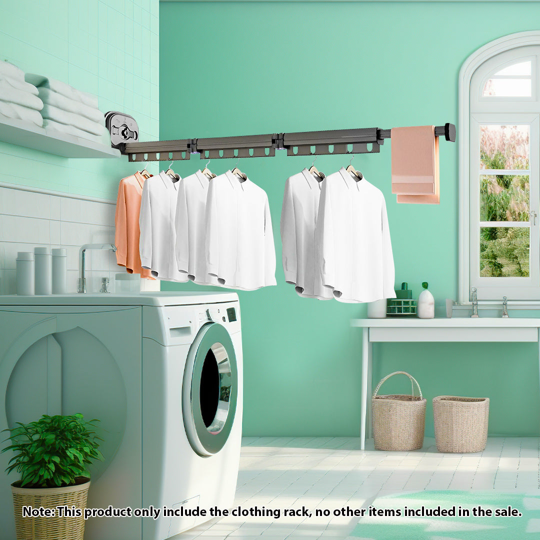 SOGA 127.5cm Suction-Mounted Retractable Clothing Drying Rack Foldable Hanger