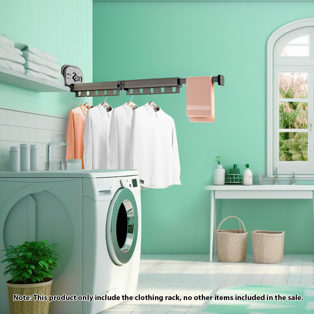 SOGA 93.2cm Suction-Mounted Retractable Clothing Drying Rack Foldable Hanger
