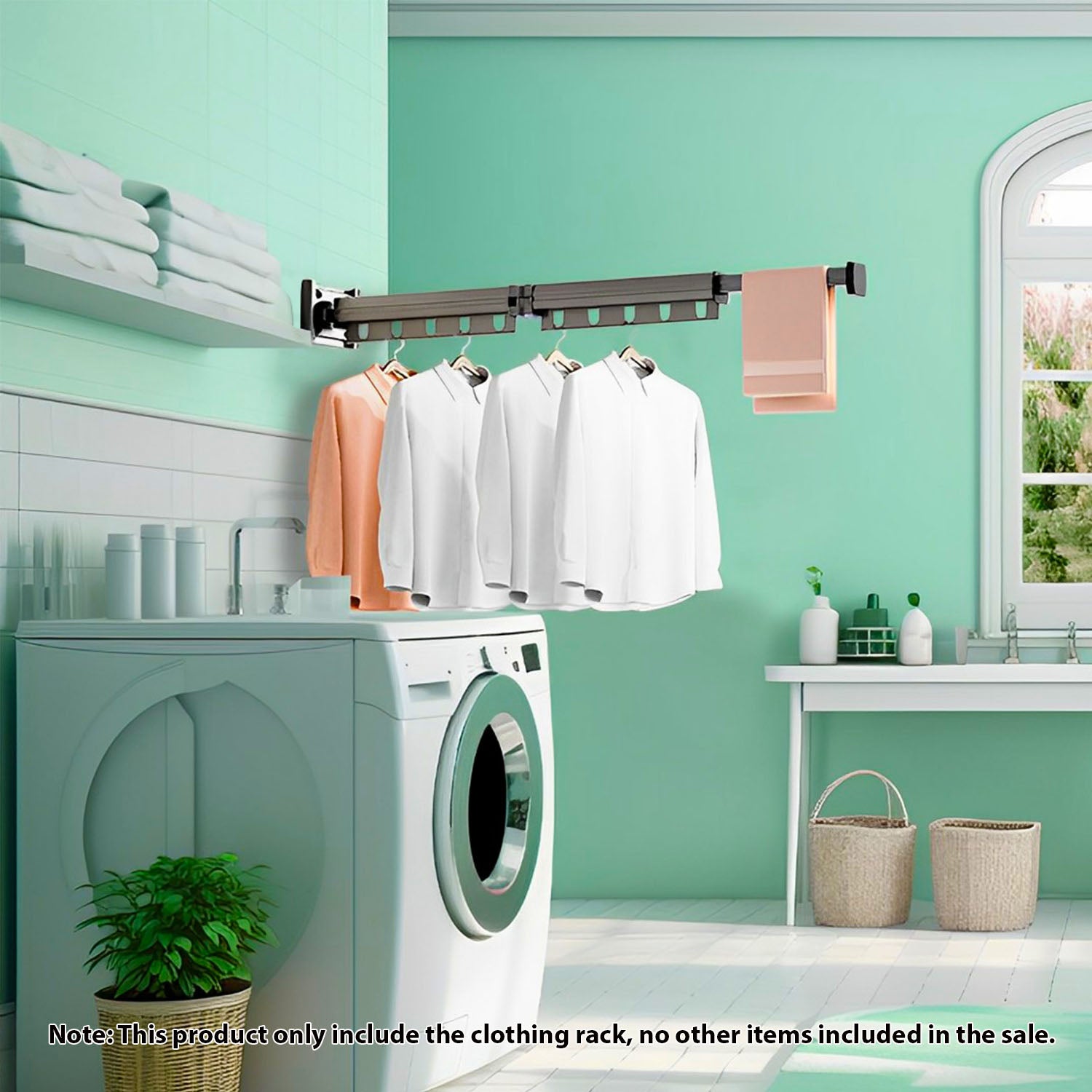 93.2cm Suction-Mounted Retractable Clothing Drying Rack