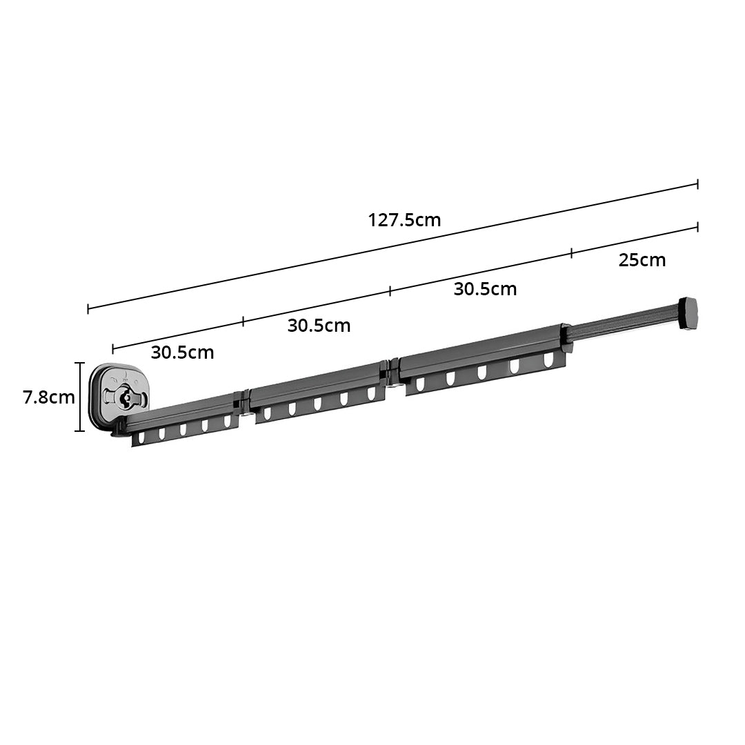 SOGA 127.5cm Suction-Mounted Retractable Clothing Drying Rack Foldable Hanger