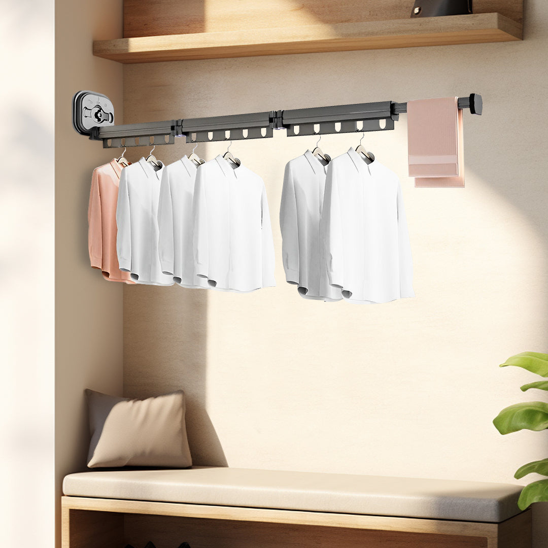 SOGA 127.5cm Suction-Mounted Retractable Clothing Drying Rack Foldable Hanger