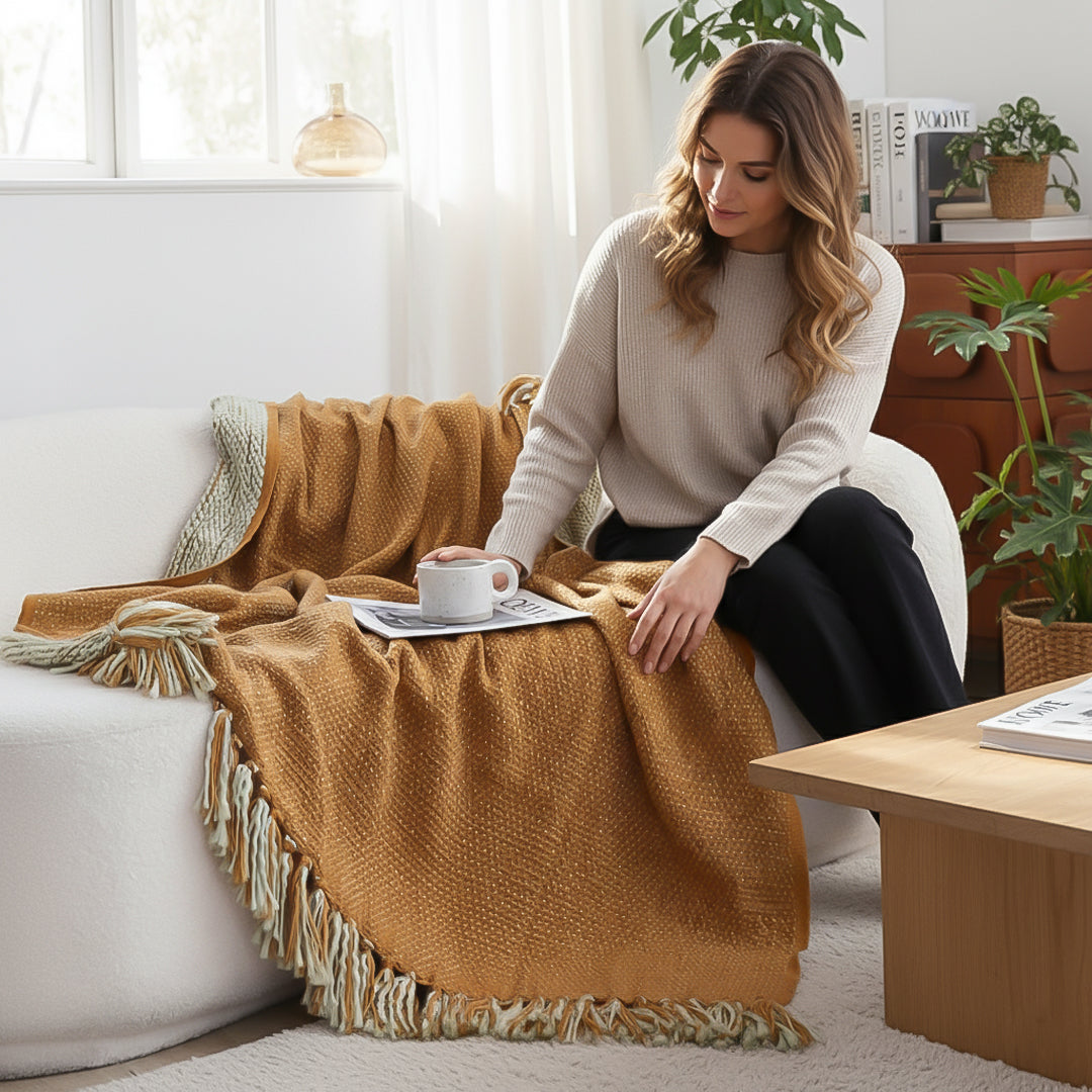 SOGA Mustard Yellow Throw Blanket 127x170cm Soft Acrylic